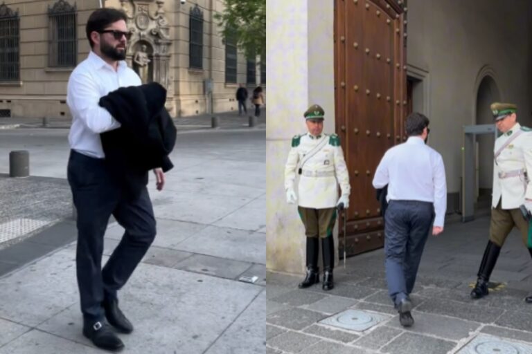 Presidente Boric llegó caminando a La Moneda por el Día Nacional Sin Auto