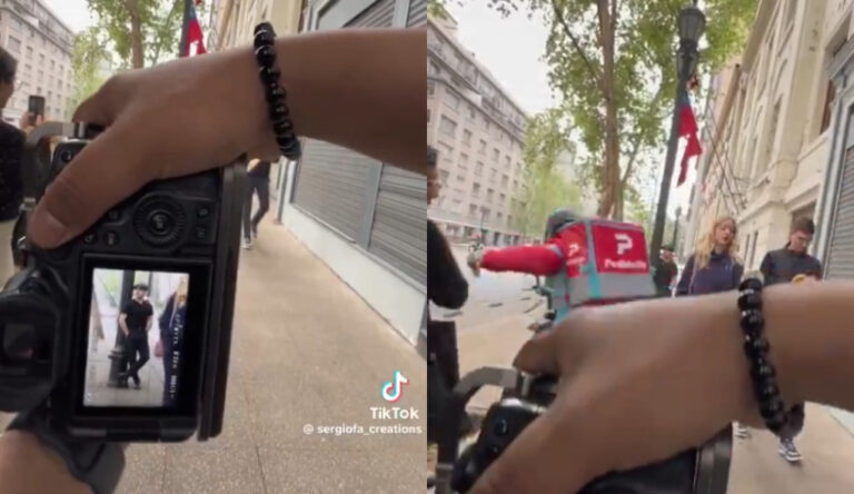 Final inesperado: Tiktoker quería grabar video en Barrio Lastarria pero terminó registrando un robo de un motochorro