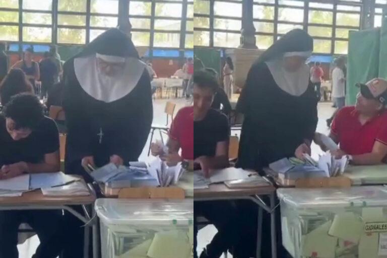 Monja sorprende como vocal de mesa en Estación Mapocho: Se ofreció al ver que faltaba gente