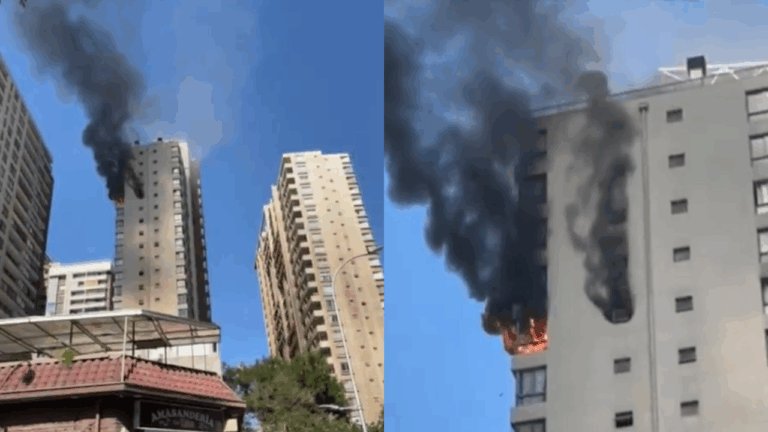 Intenso incendio afecta departamento en pleno centro de Santiago