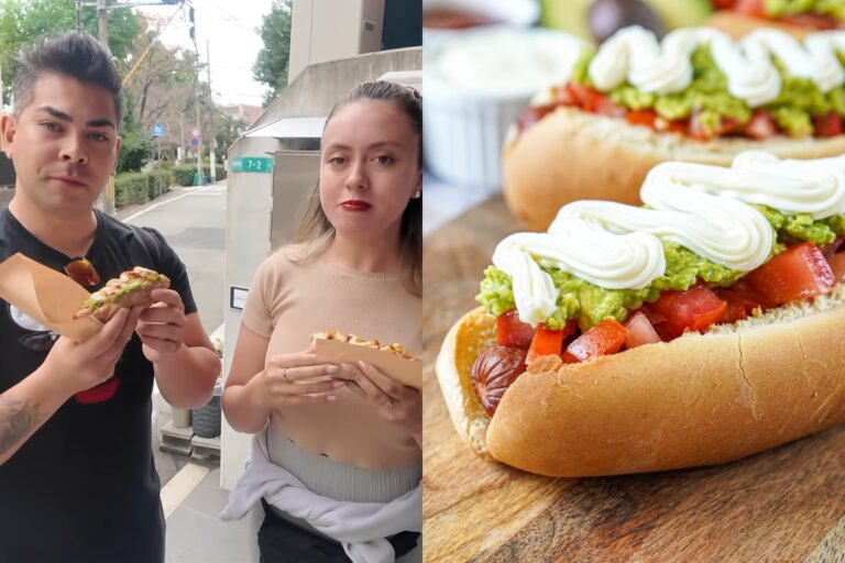 Chilenos en Japón prueban versión local de los completos y opinan sobre la comida japonesa: 