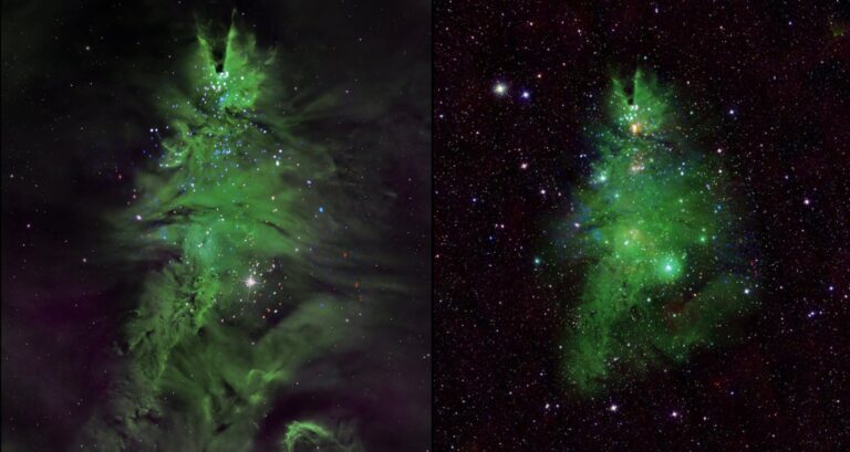 ¿Celebración en el espacio? La NASA revela impresionante imagen de un cúmulo de estrellas formando un árbol de Navidad