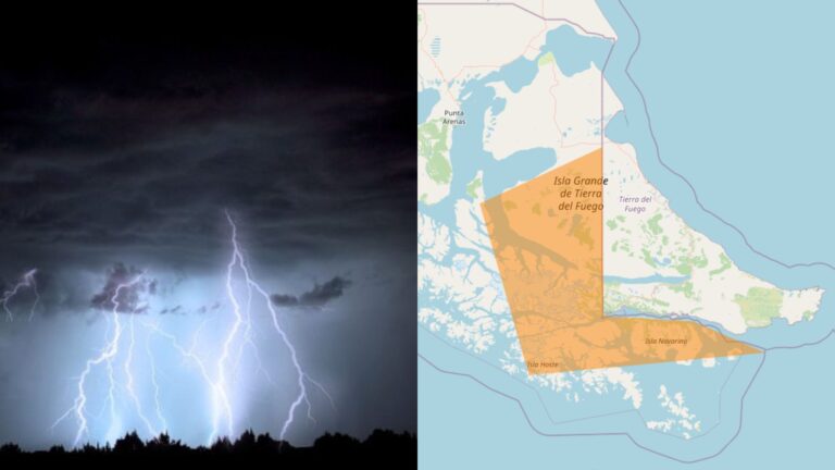 Alertan de tormenta eléctrica con severidad fuerte y probabilidad de generar riesgos en las personas en Tierra del Fuego