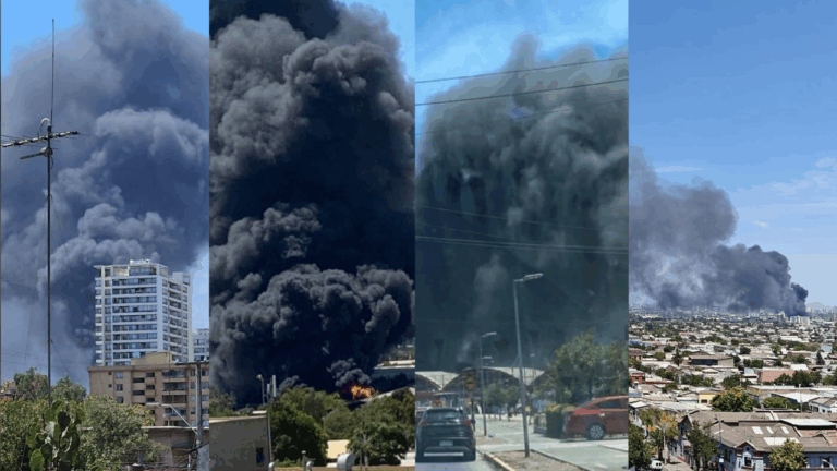Las imagenes que dejó el intenso incendio en empresa de reciclaje de San Joaquín