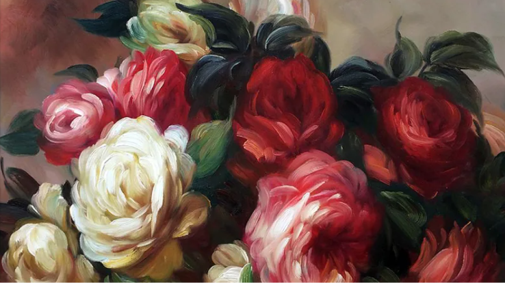 "Rosas desechadas" de Pierre-Auguste Renoir (1875) Renoir era conocido por su enfoque en las representaciones de la belleza femenina, y esto se ve claramente en esta sensual pintura de naturaleza muerta. Renoir pintó rosas en muchas de sus obras, utilizando pinceladas cuidadosas para capturar la variación en el color de sus pétalos.