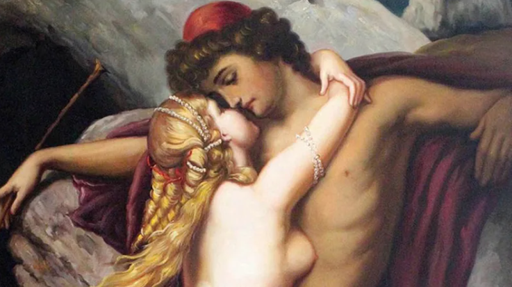 "El pescador y la sirena" de Frederic Leighton (1856-58) Esta es la segunda obra del pintor inglés que aparece en esta lista. No hace falta ser crítico de arte para ver el fuego y la pasión que inspiran esta pintura mitológica. Aunque el deseo puede durar poco: se decía que las míticas sirenas atraían a los marineros hacia la muerte.