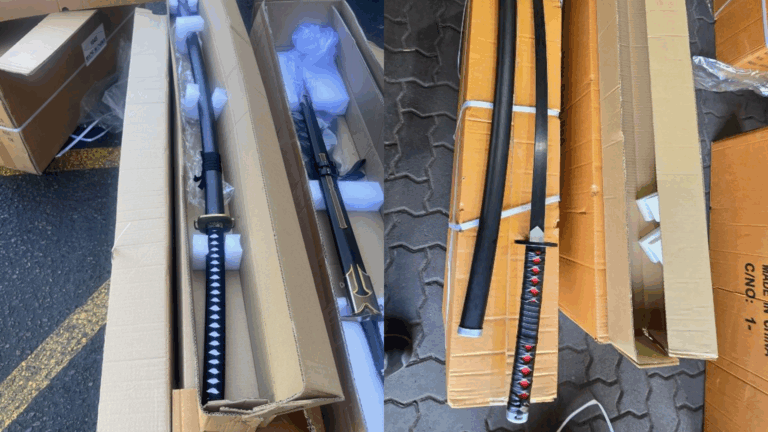 Contrabando de más de 180 katanas en San Antonio: Empresa intentó importarlas como parte de cosplay
