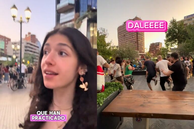 Española en Chile se sorprende con práctica de baile frente al MUT: 