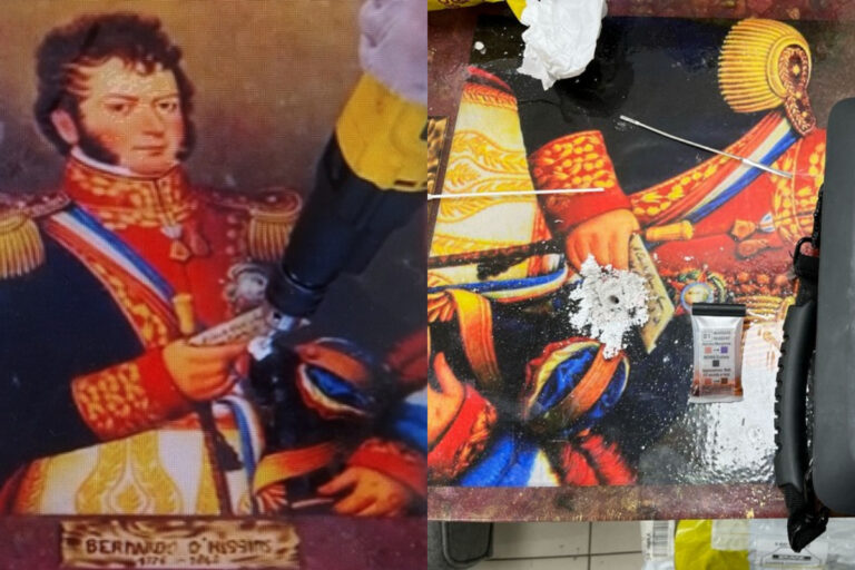 Patriótico hallazgo: Descubren 28 kilos de éxtasis en un cuadro de Bernardo O’Higgins proveniente de Bélgica