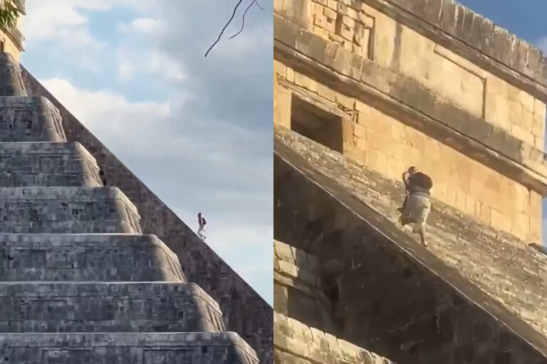 Un alemán sube al castillo de Chichén Itzá durante fenómeno de Kukulcán y es golpeado