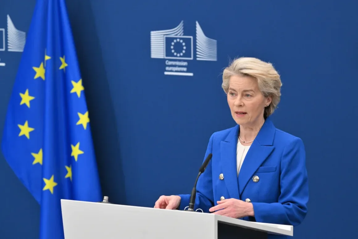 La presidenta de la Comisión Europea, Ursula von der Leyen, en la sede de la Comisión de la UE en Bruselas el 4 de marzo de 2025. Nicolas Tucat/AFP/Getty Images