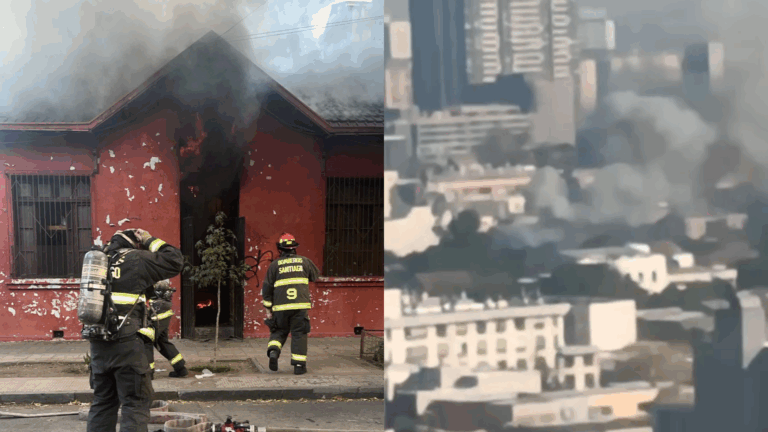 Incendio afecta cité en el centro de Santiago: Bomberos trabajan para controlar la emergencia