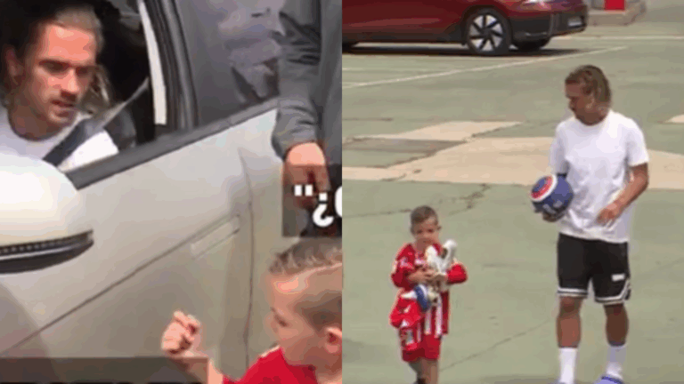 El notable gesto de Griezmann con un pequeño hincha del Atlético: Salió con una polera firmada y un par de botines