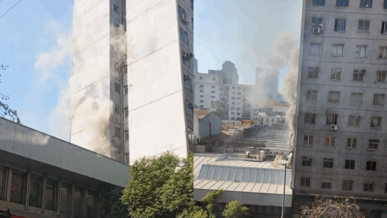 Incendio afectó galería comercial en el centro de Santiago: Se ordenó evacuación del edificio