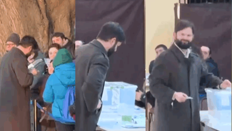 Así fue la llegada del Presidente Boric a su local de votación en Punta Arenas