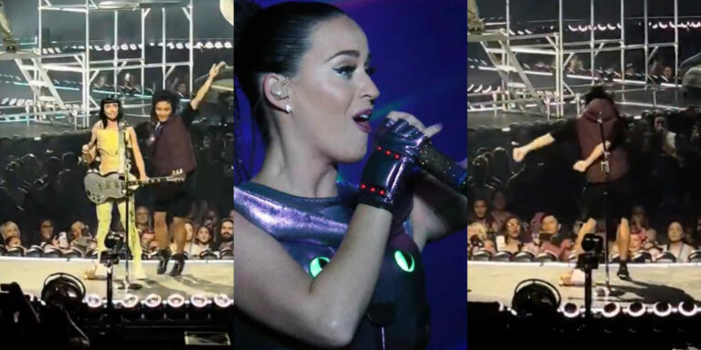 El show más caótico de Katy Perry: Fan saltó al escenario, la abrazó y bailó coreografía de Fortnite antes de ser retirado