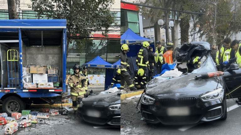 Auto chocó contra camión repartidor en Providencia: Hay dos personas fallecidas y otra en riesgo vital