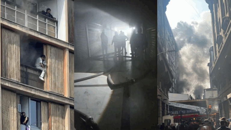 Las imágenes que deja el incendio en el centro de Santiago: Personas atrapadas y tercera alarma activada