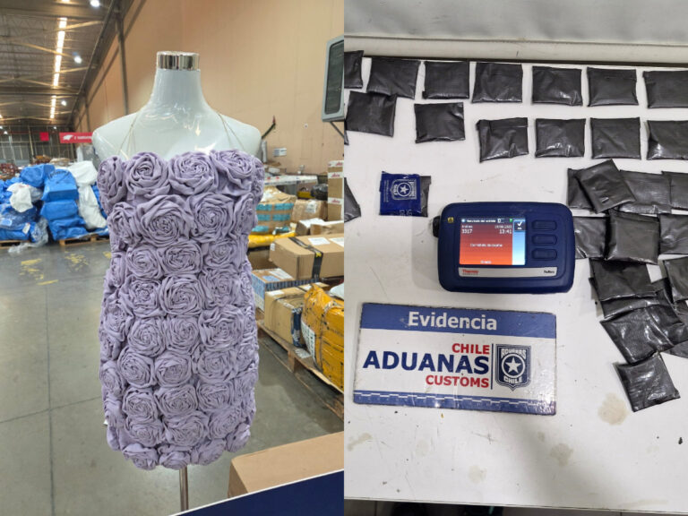 Aduanas detecta cocaína oculta en un vestido enviado desde Vitacura: Su destino era Australia