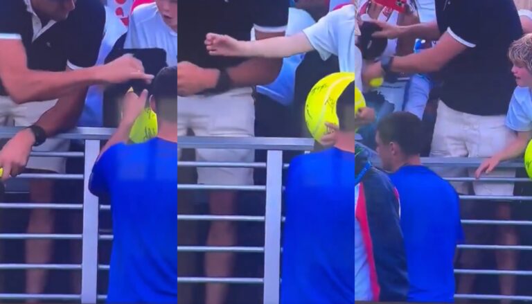 Se viraliza indignante momento en el que un hombre robó y guardó un gorro que tenista regaló a niño en US Open 2025
