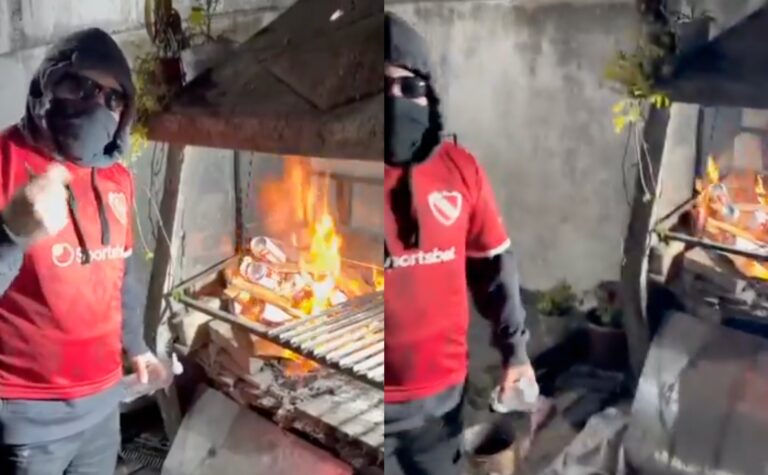 Hincha de Independiente se hace viral quemando latas de cerveza 