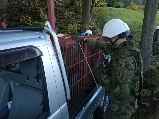 Tropas japonesas en la ciudad de Kazuno, prefectura de Akita, el 5 de noviembre de 2025. Algunas partes de esta foto fueron borrosas por la Fuerza Terrestre de Autodefensa de Japón. Fuerza Terrestre de Autodefensa de Japón