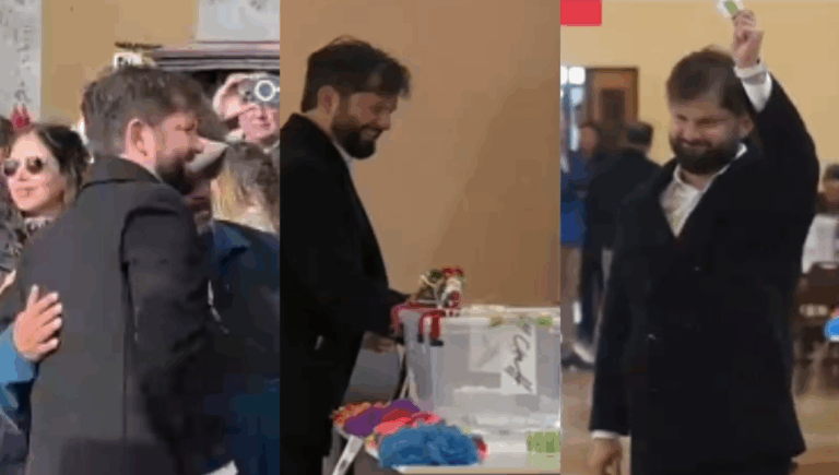 Así fue la llegada del Presidente Gabriel Boric a su local de votación en Punta Arenas