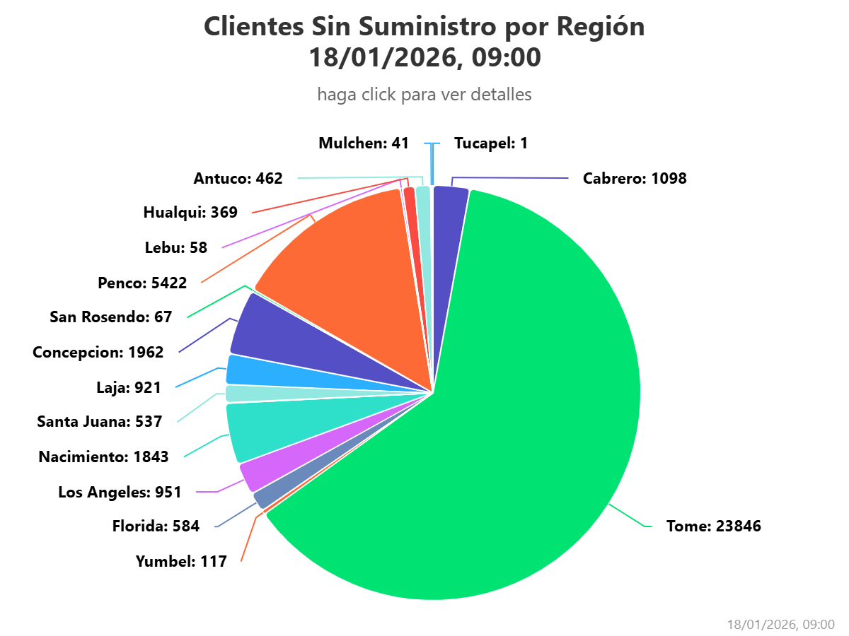 Incendios forestales: Más de 38 mil personas están sin luz en la Región del Biobío/SEC