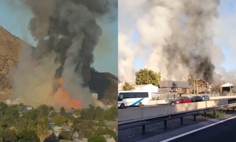 Violenta explosión e incendio afectan a sector industrial en Renca: Afectó a un camión que transportaba gas