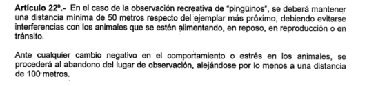 Artículo 22 de Reglamento General de Observación de Mamíferos, Reptiles y Aves Hidrobiológicas y del Registro de Avistamiento de Cetáceos