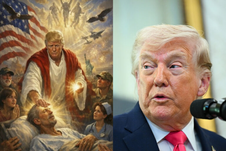 Presidente Trump defiende su imagen representado como Jesús: “Pensé que era yo como médico”