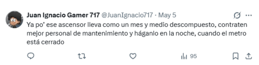 Reclamos de usuarios por ascensor no operativo en estación Universidad de Chile