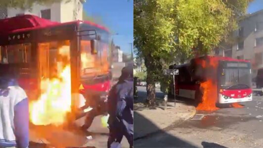 Sujetos incendiaron bus RED en Estación Central: Tránsito está suspendido en Matucana