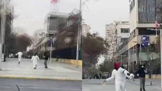 Instituto Nacional: Overoles blancos lanzaron bomba molotov a periodista