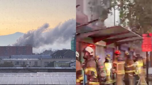 Incendio afecta local comercial en la Alameda: Compañías de bomberos trabajan para evitar propagación