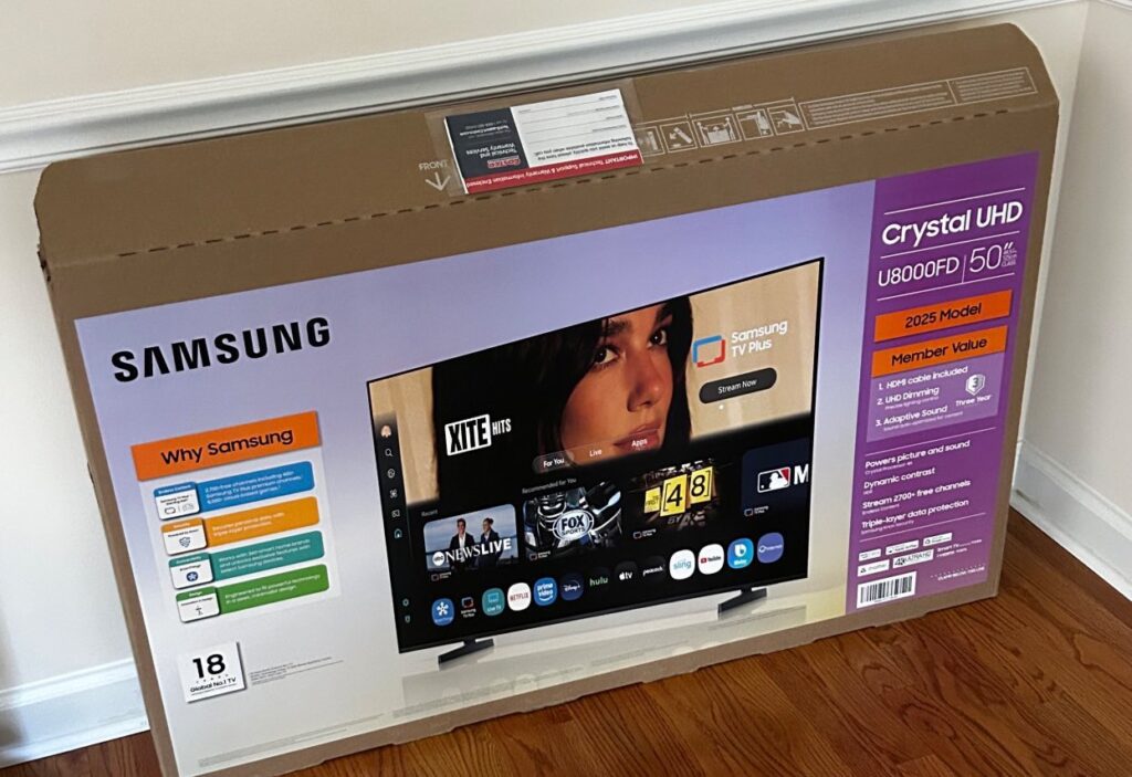 El empaque del televisor marca Samsung | X