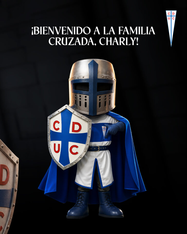 ¿Y el Caballero Cruzado?: Católica presenta a Charly, su nueva mascota oficial que es idéntica al hincha corpóreo