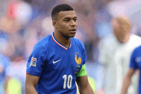 Kylian Mbappe de Francia reacciona durante el partido por el tercer puesto de la UEFA Nations League 2025 entre Alemania y Francia en el Stuttgart Arena el 8 de junio de 2025 en Stuttgart, Alemania. Alex Grimm/Getty Images Europe/Getty Images