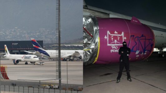 Grafitean avión en el Aeropuerto de Santiago: Sujeto vulneró la seguridad del recinto y fue denunciado a la PDI