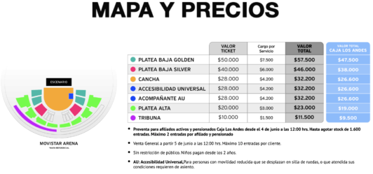 Mapa y precios para concierto de Javiera Mena/Punto Ticket