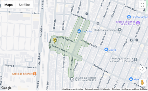 Corte de agua programado/Mapa Aguas Andinas