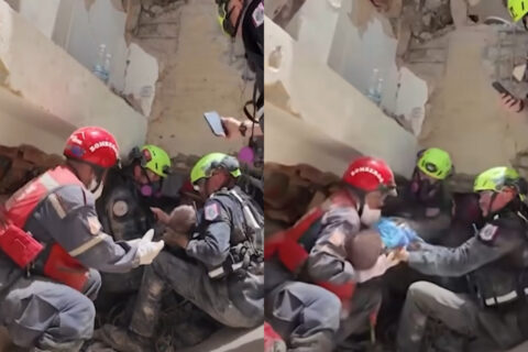 Conmovedor registro: Logran rescatar a bebé desde los escombros tras el doble terremoto en Venezuela