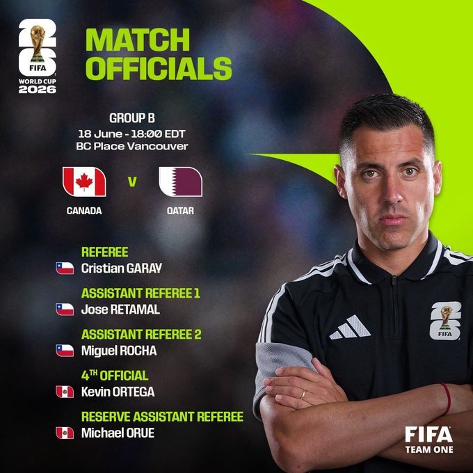 Confirman debut (arbitral) de Chile en el Mundial 2026: Cristian Garay es asignado para dirigir partido de uno de los anfitriones
