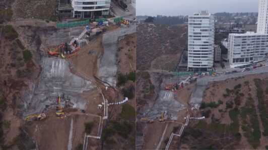 Preocupación por obras en socavón en Viña del Mar ante llegada del sistema frontal a la zona costera