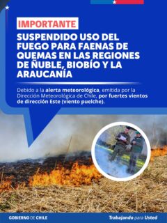 Conaf suspende quemas agrícolas y forestales en Ñuble tras aviso por vientos en la región: Se busca evitar incendios forestales/Conaf