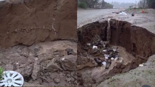 Sistema frontal provoca gran socavón en sector residencial de Reñaca Alto