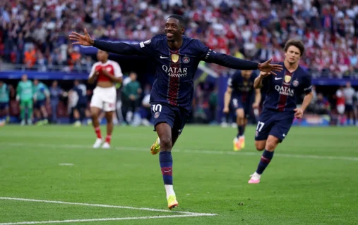 Dembélé marcó de penal para igualar la final entre PSG y Arsenal por la Champions League. Lars Baron/Getty Images