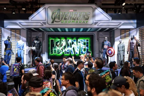 Asistentes en el stand de "Avengers: Doomsday" de Marvel durante la Noche de Preestreno de la Comic-Con International: San Diego 2026, el 22 de julio de 2026 en San Diego, California. Matt Winkelmeyer/Getty Images