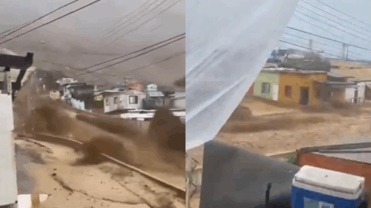 Aluvión en Tocopilla: Registran bajada de agua y material desde quebrada en medio de intensas lluvias