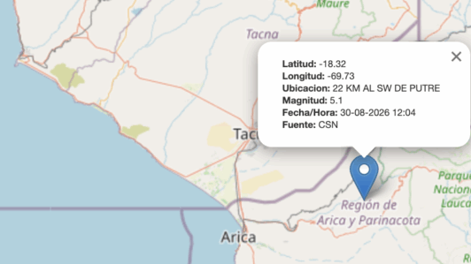 SHOA descarta tsunami para las costas chilenas tras sismo 5.1 en Putre